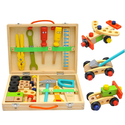 Wooden Assembling Chair Montessori Toys Baby Educational Wooden Toy Preschool Multifunctional Variety Nut Combination Chair Tool