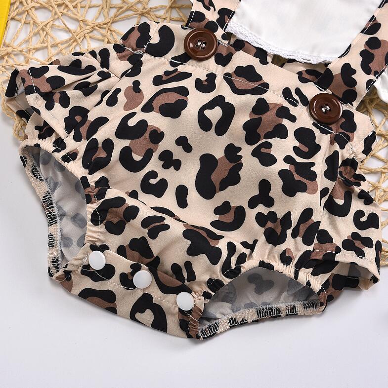 Newborn Baby Clothes Girl Ruched Leopard Print Sleeveless Baby Rompers Jumpsuit Headband Summer Casual Baby Clothes Outfits