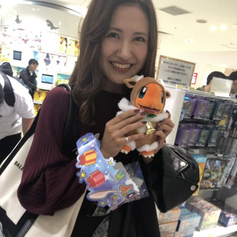 25cm Anime Charmander Plush Toys Merry Christmas Sawsbuck Poncho Charmander Stuffed Plush Toys Dolls Gifts